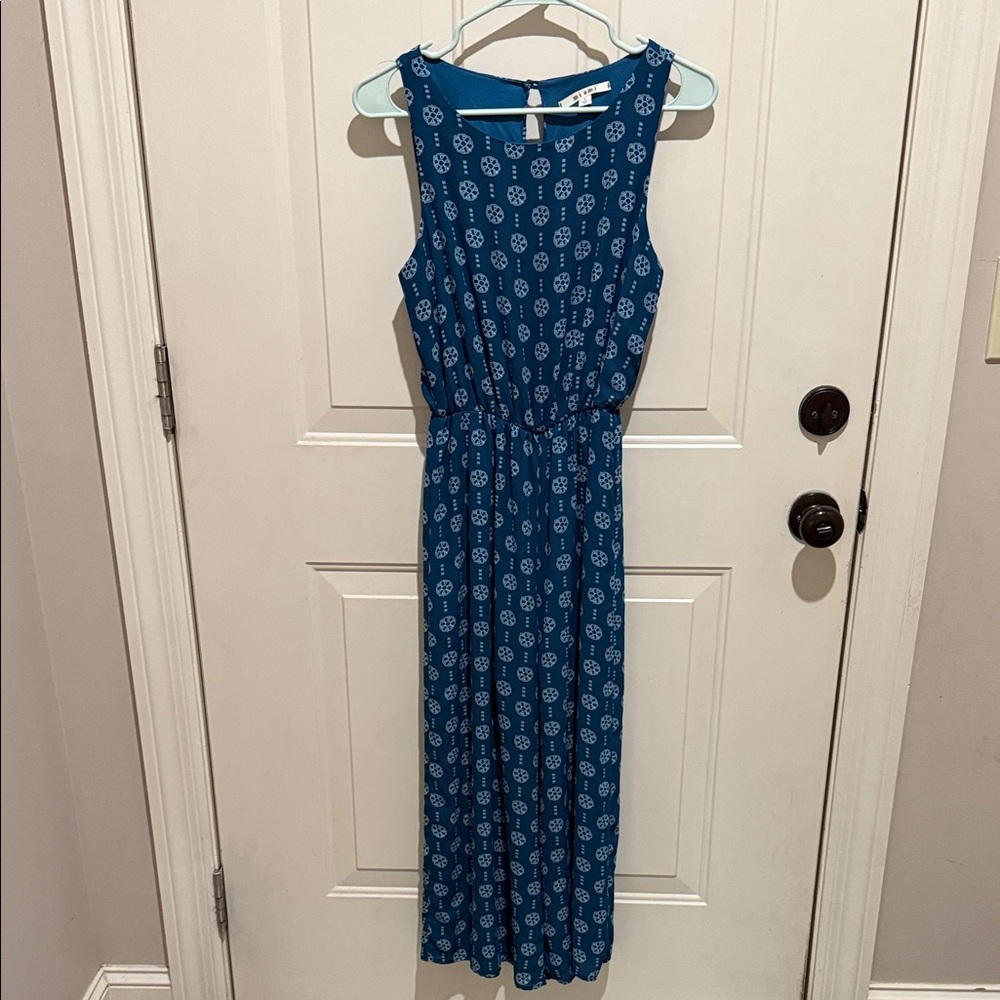 Miami Blue and White Patterned Jumpsuit